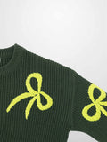 Bow Ribbon Sweater in Green/Lime - Cozy Knit with Elegant Detail
