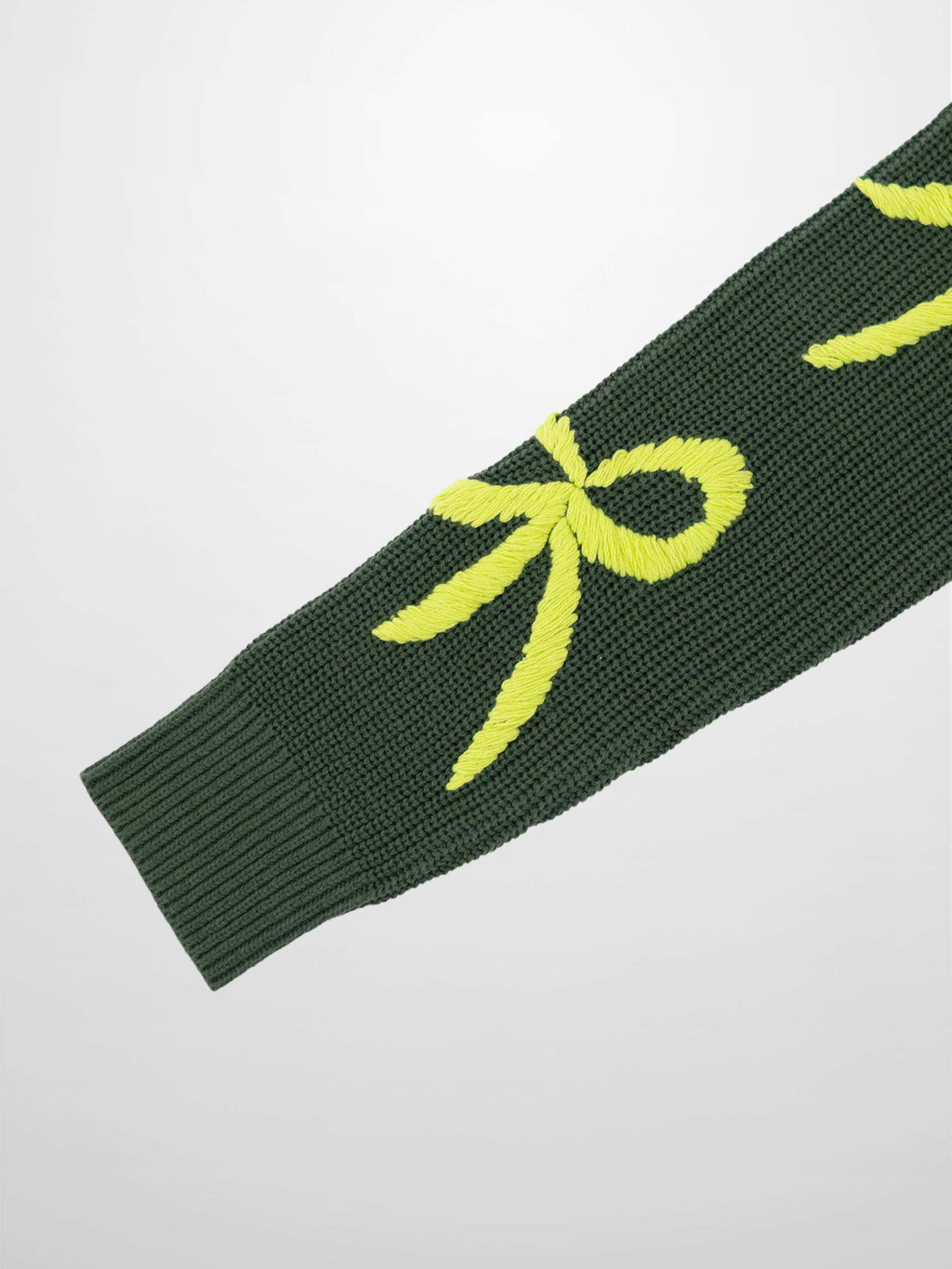 Bow Ribbon Sweater in Green/Lime - Cozy Knit with Elegant Detail