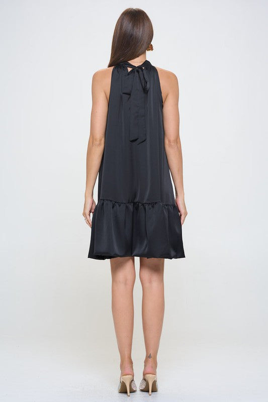 Bow Back Sleeveless Flounce Dress - Made in USA