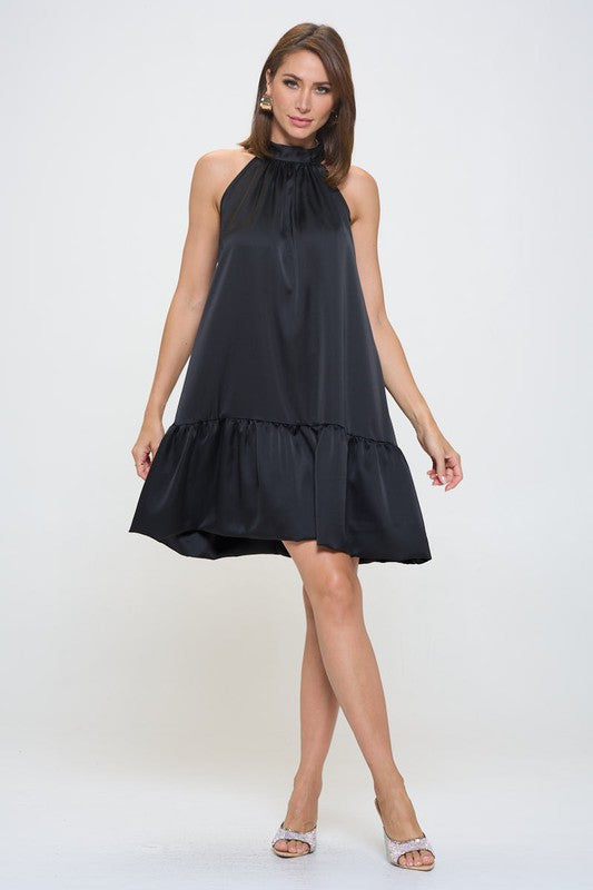 Bow Back Sleeveless Flounce Dress - Made in USA