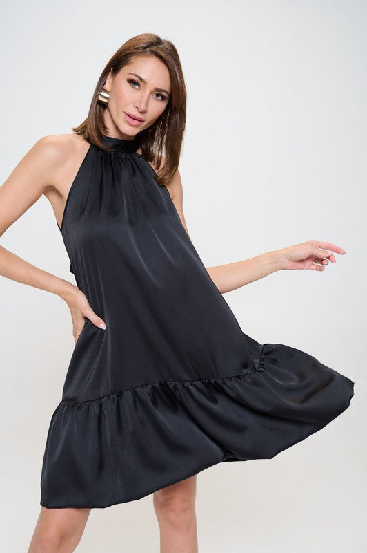 Bow Back Sleeveless Flounce Dress - Made in USA