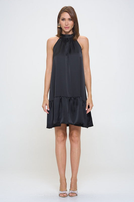 Bow Back Sleeveless Flounce Dress - Made in USA