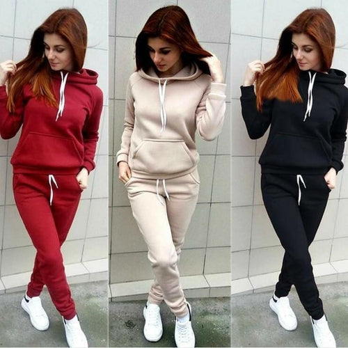 Women's 2-Piece Tracksuit Set - Hooded Pullover & Pants | Many Colors